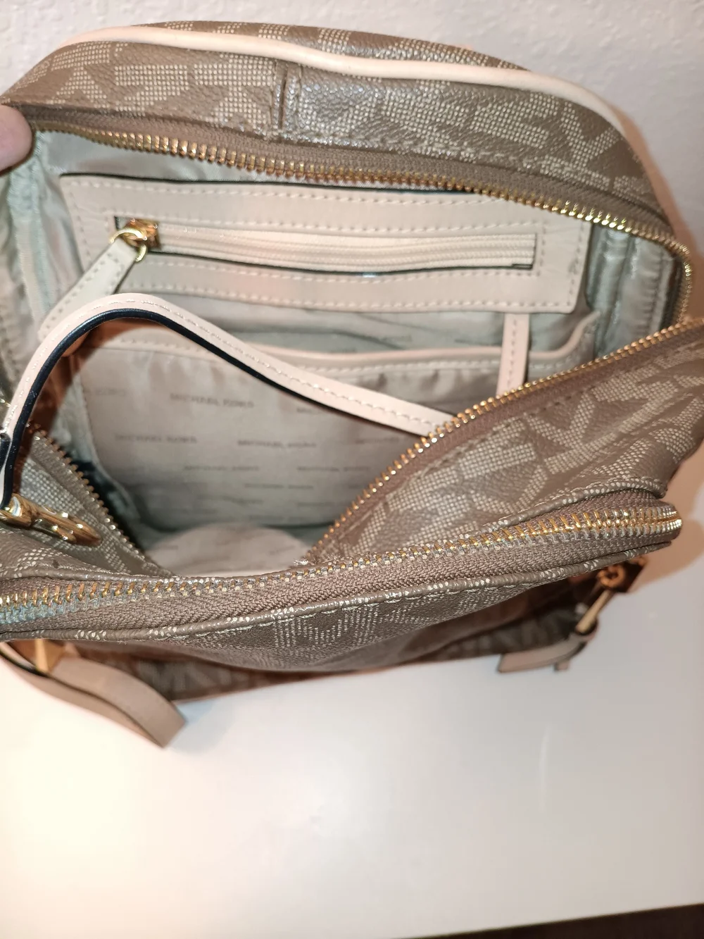 Michael Kors Brown Logo Mid Mini Backpack with Gold Hardware
